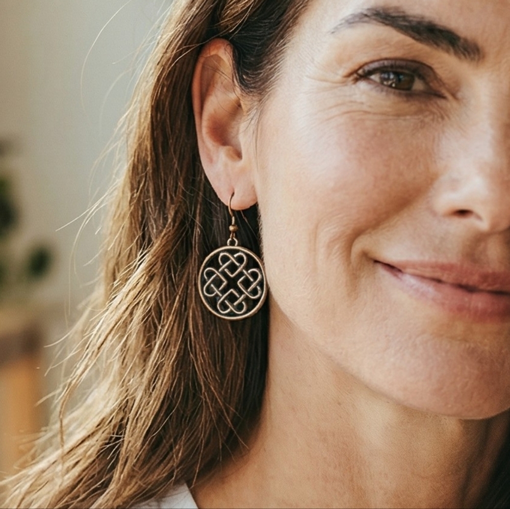 Stylish Aged Copper Celtic Earrings